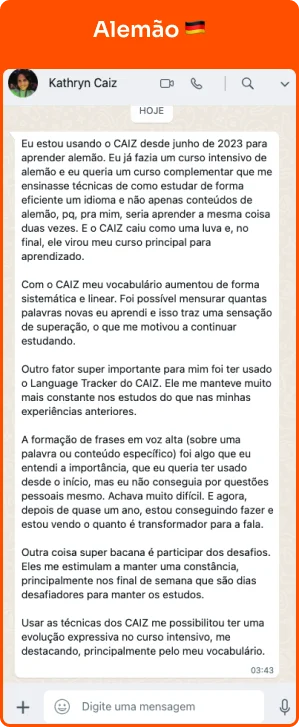 Depoimento de aluno do CAIZ